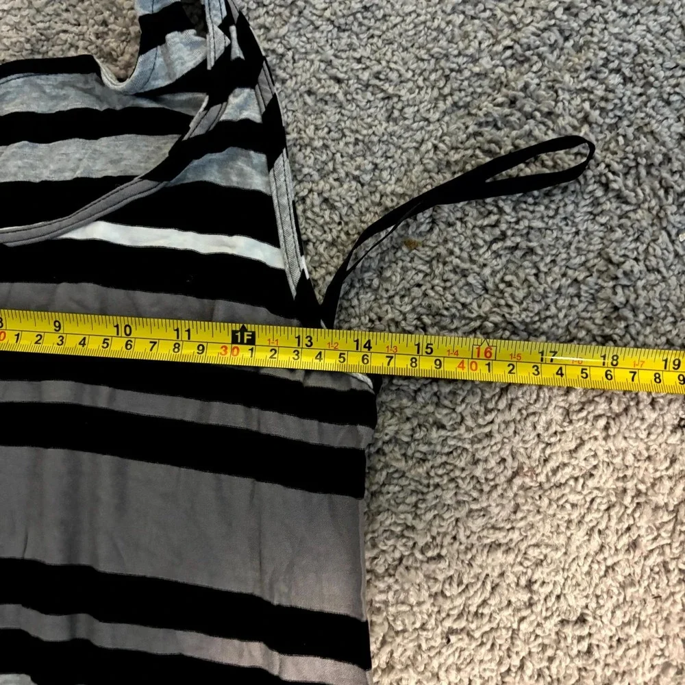 Merona Maxi Dress Womens Large Gray Black Striped Sleeveless Stretch Casual L - Picture 4 of 7